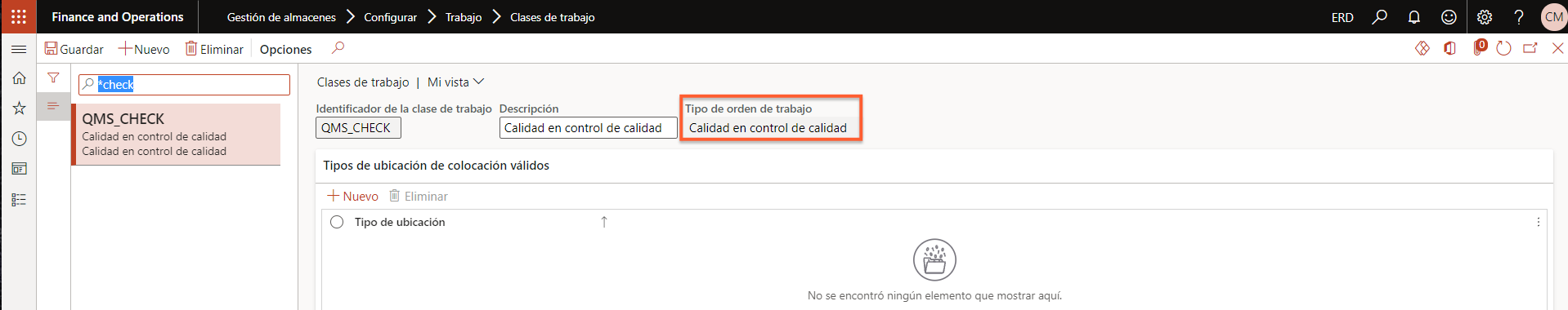 ERD - Control de calidad feature - D365 SCM - 2 ERD D365 SCM - Control de calidad - Clase de trabajo