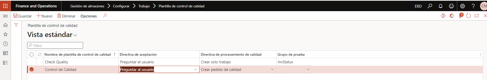 ERD - Control de calidad feature - D365 SCM - 5 ERD D365 SCM - Control de calidad - Plantilla
